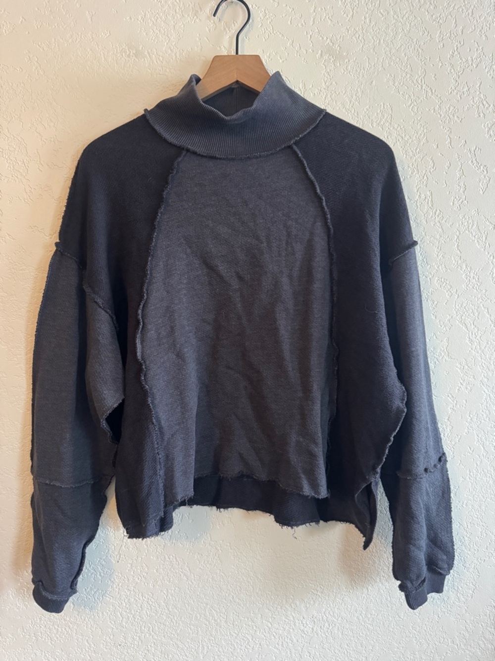 American Eagle | high neck patchwork exposed seam oversized sweater | S